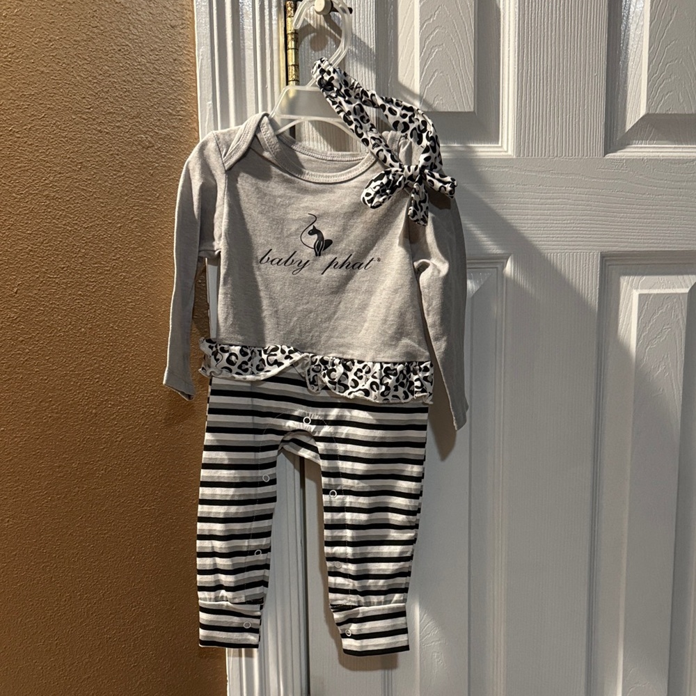 Baby Phat Gray and Black Striped Outfit
